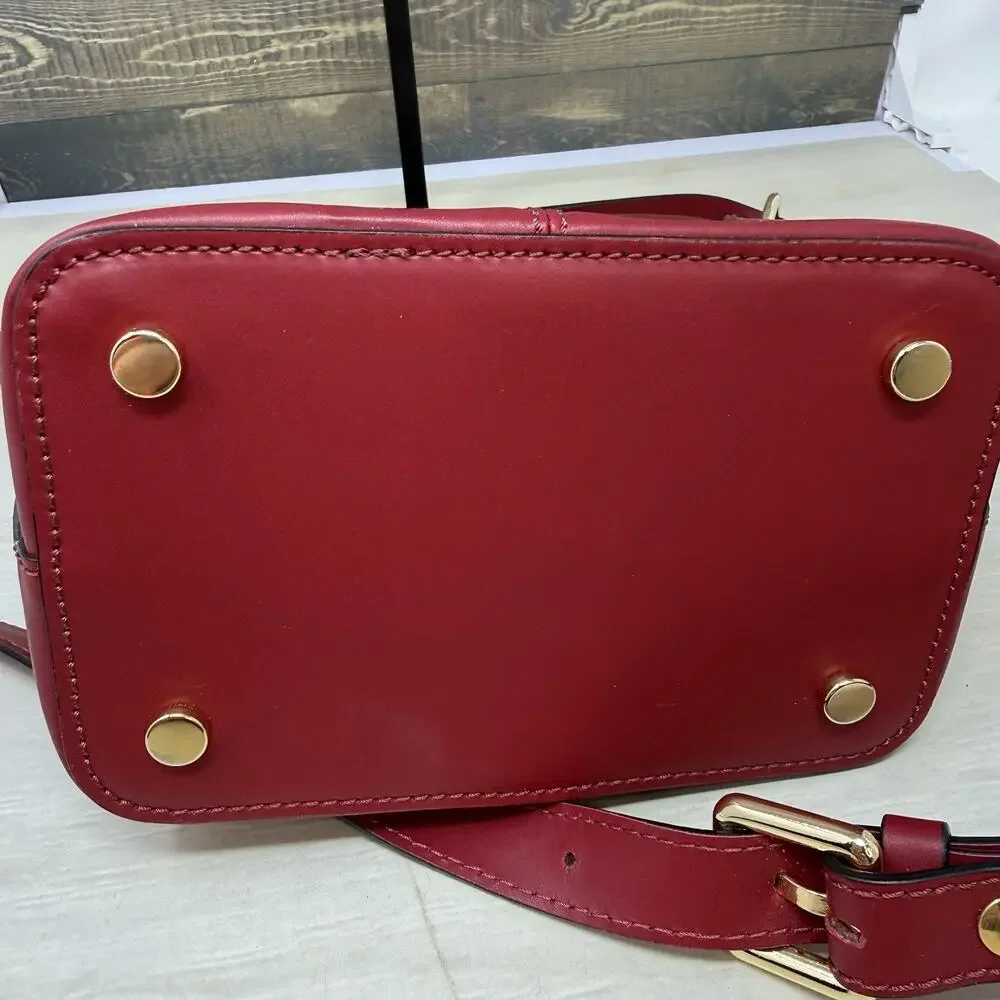 A. Bellucci Bucket Bag Red Leather Drawstring Made in Italy Crossbody Purse